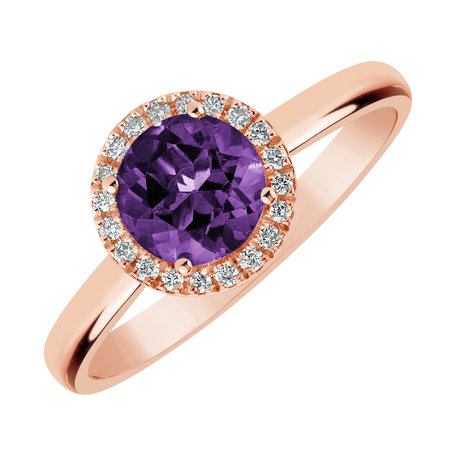 Prsten s diamanty a ametystem brazil Bonbon