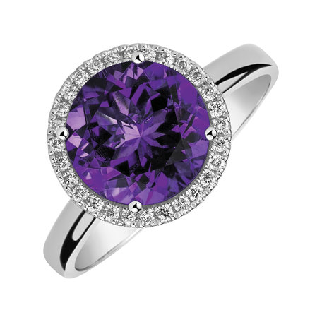 Prsten s diamanty a ametystem brazil Bonbon