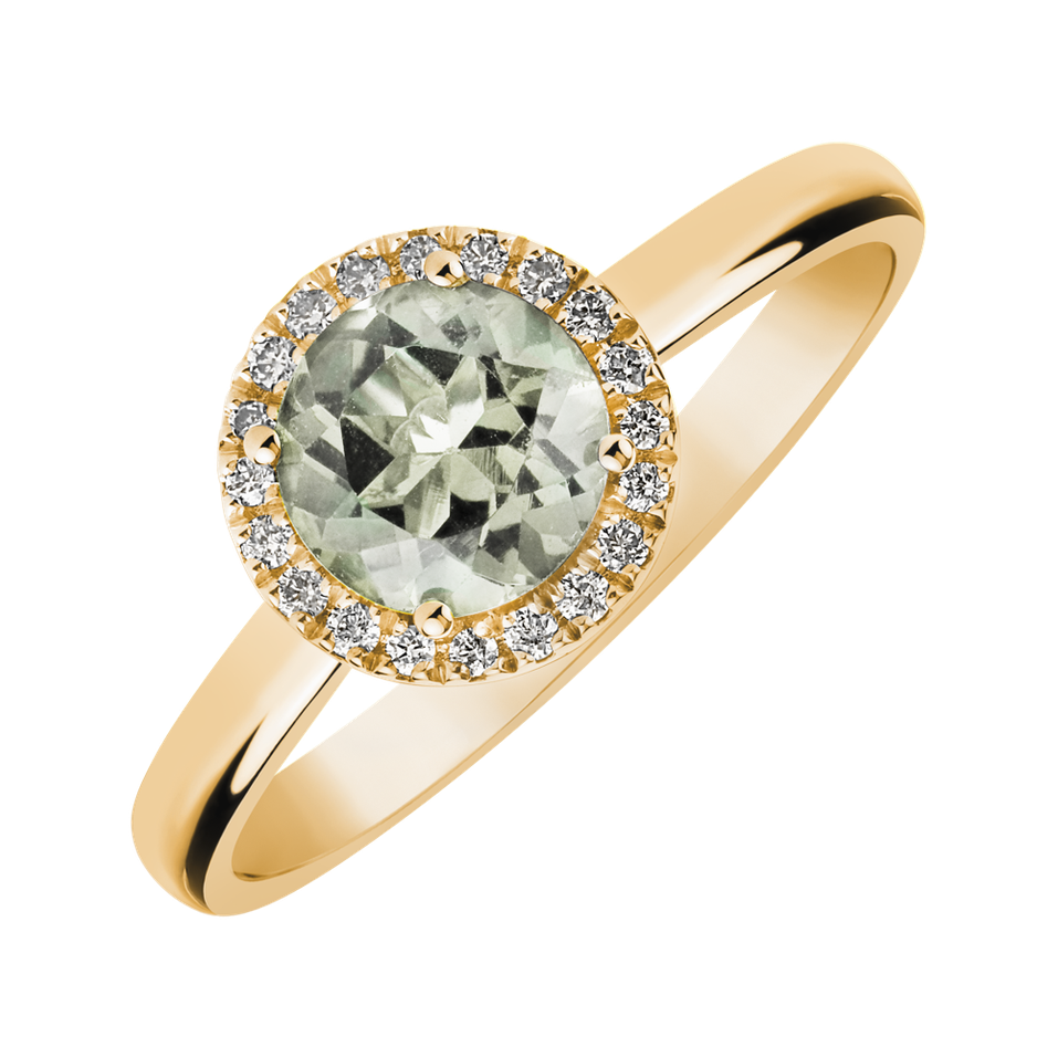 Prsten s diamanty a ametystem green Bonbon