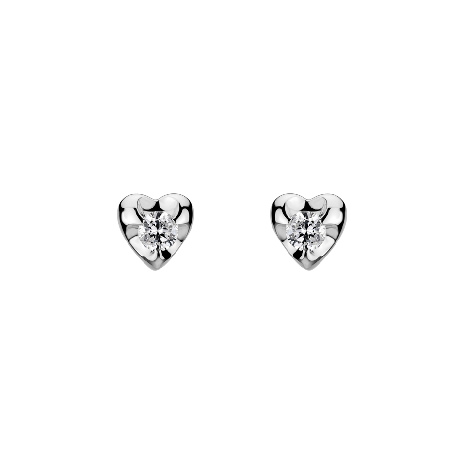 Náušnice s diamantem Full Hearts