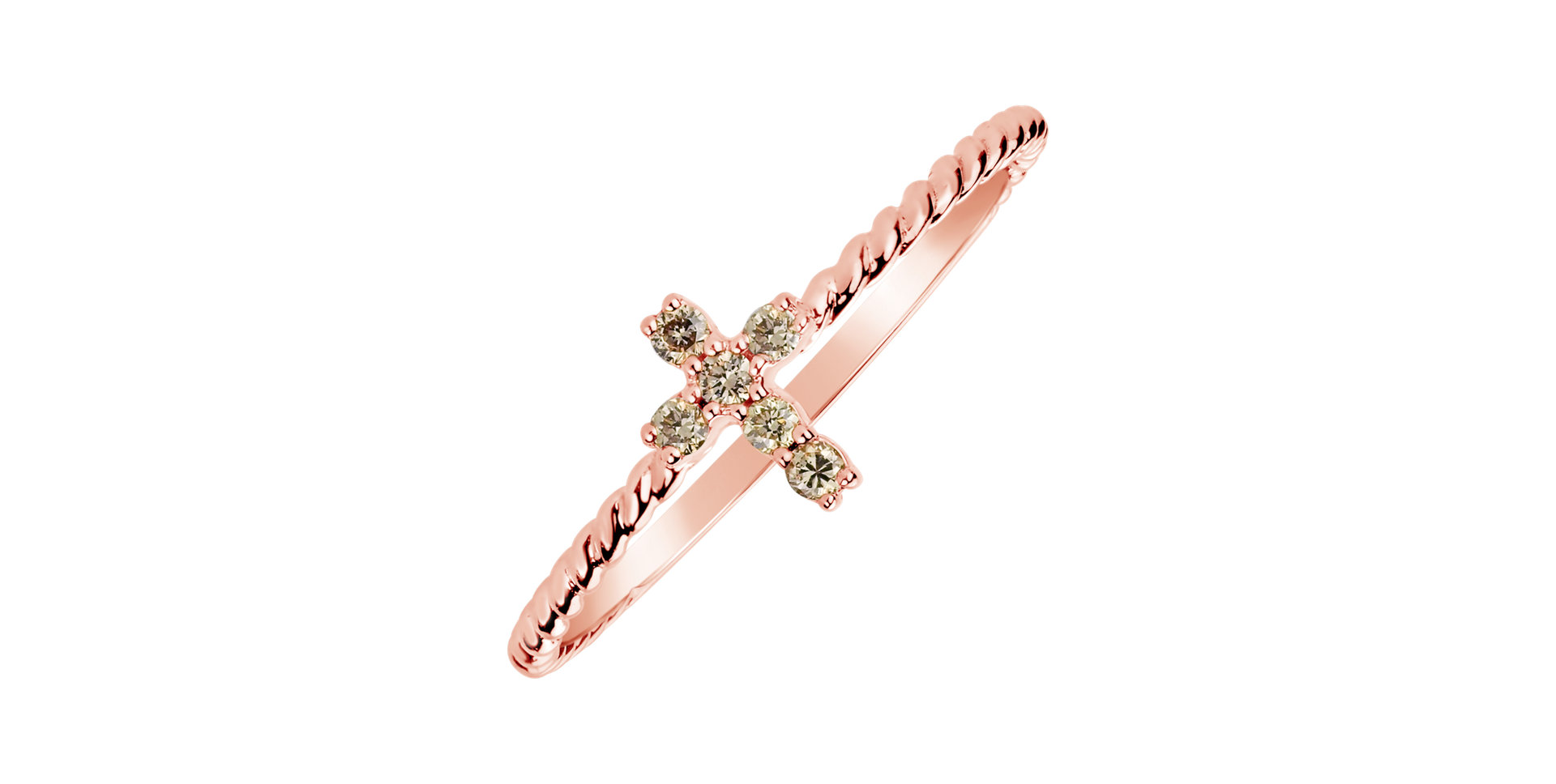 Prsten s hnědými diamanty Cross