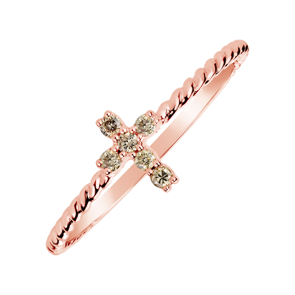 Prsten s hnědými diamanty Cross