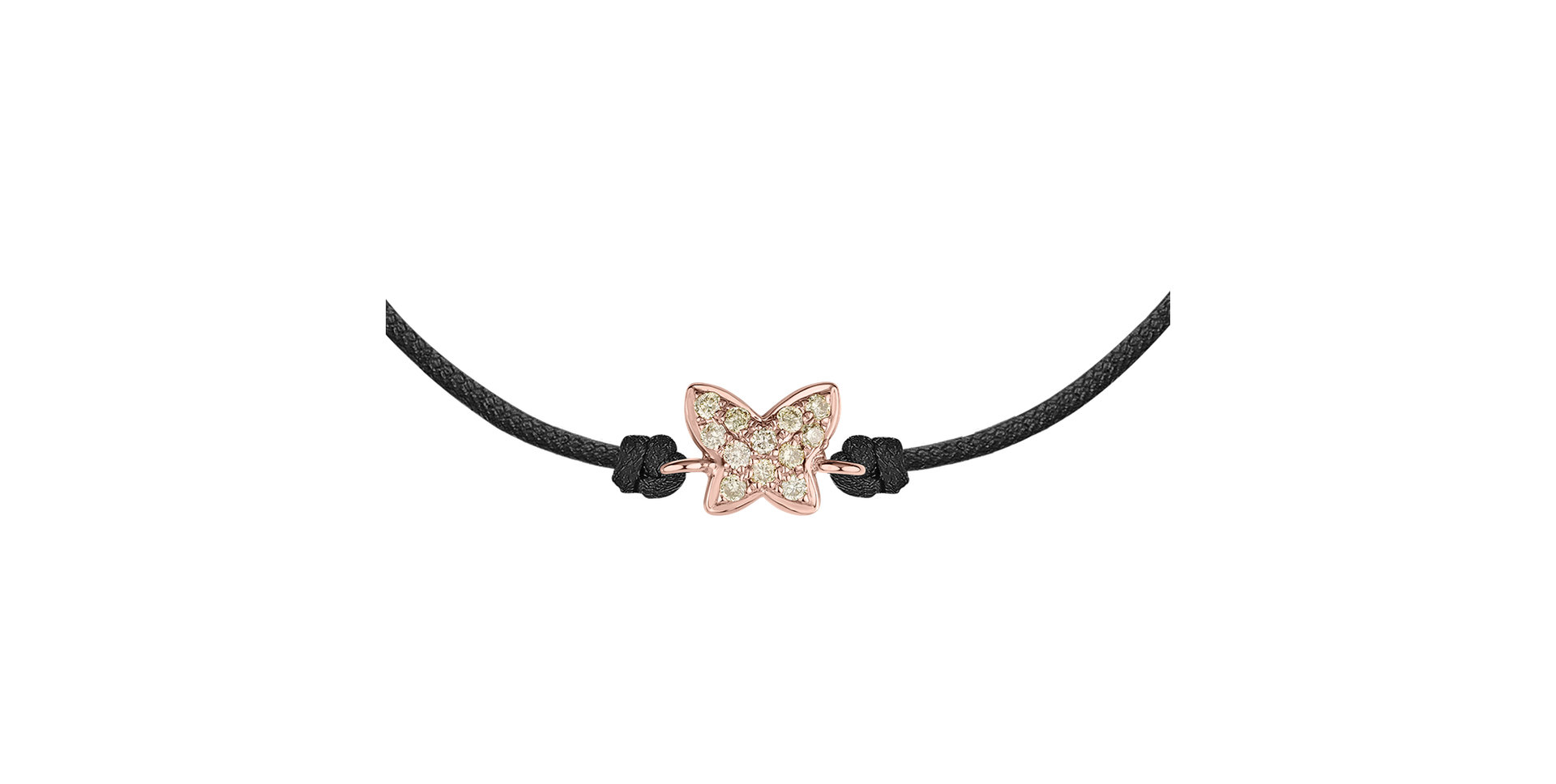 Náramek se šňůrkou a hnědými diamanty Magic Butterfly