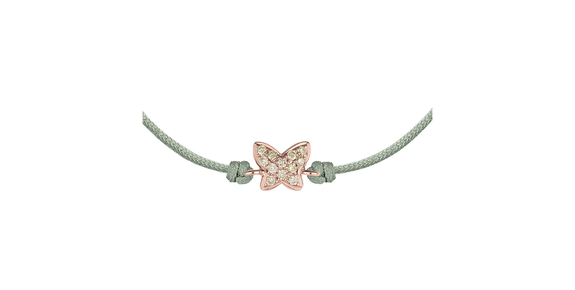 Náramek se šňůrkou a hnědými diamanty Magic Butterfly