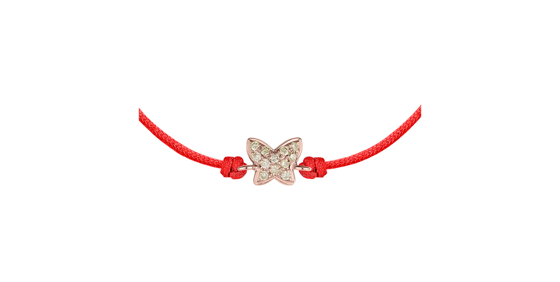 Náramek se šňůrkou a hnědými diamanty Magic Butterfly