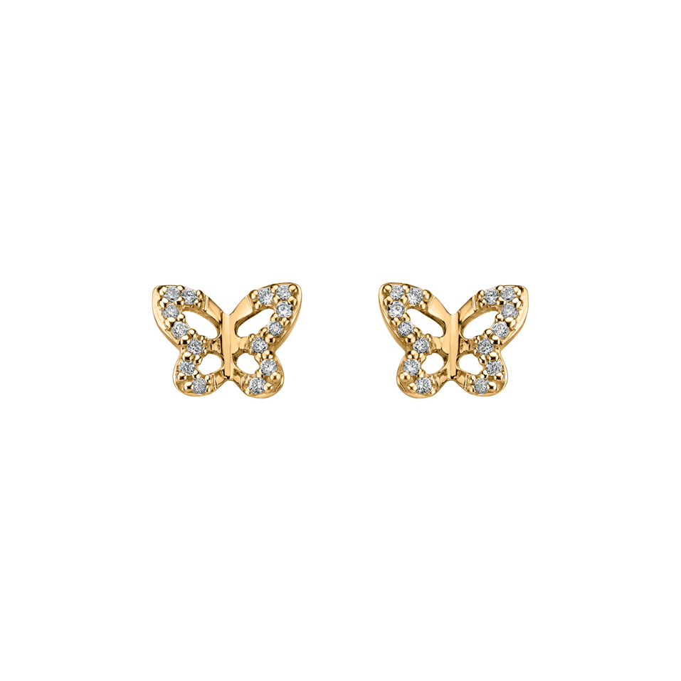 Náušnice s diamanty Cute Butterfly