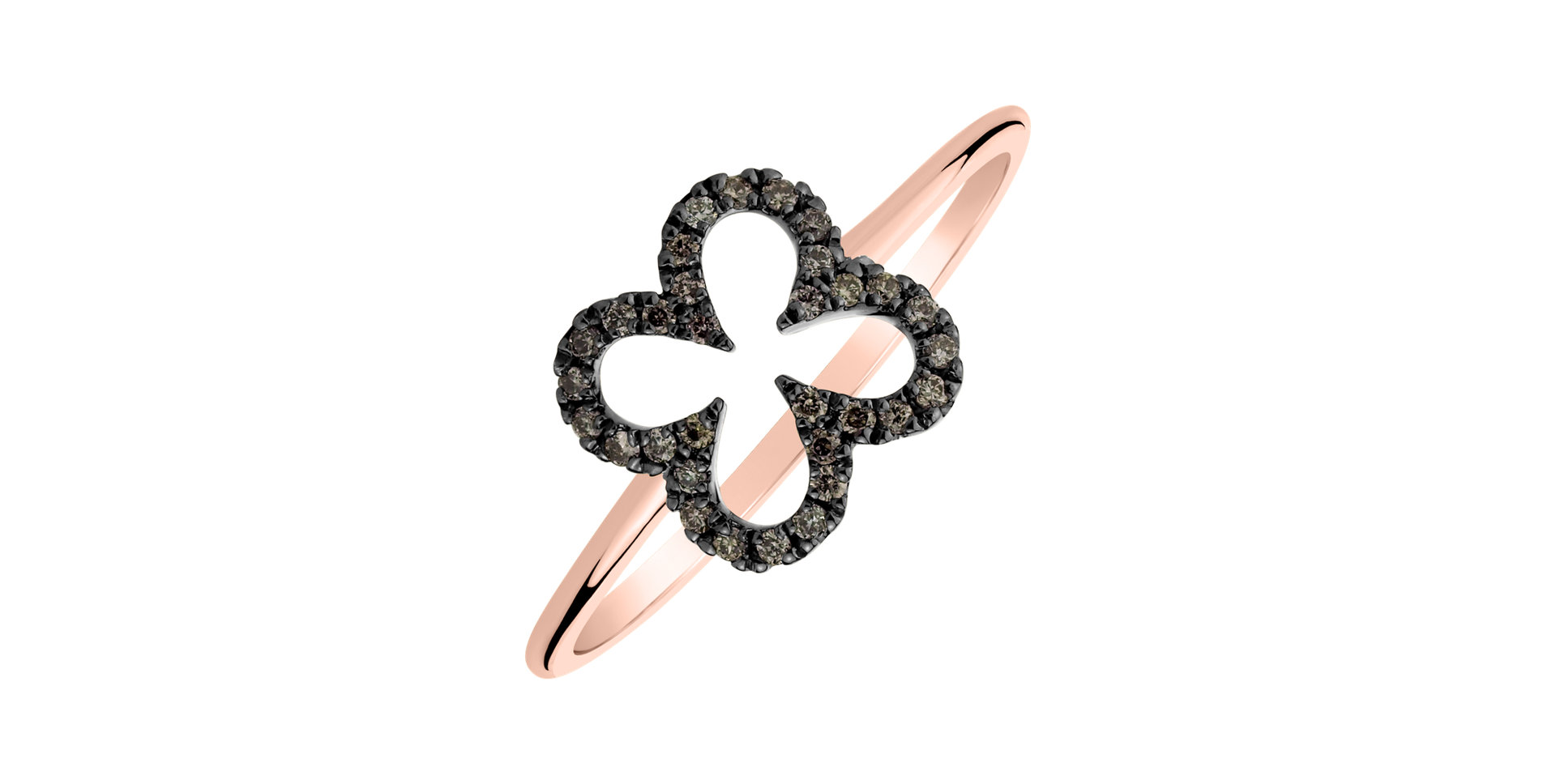 Prsten s hnědými diamanty Glamour