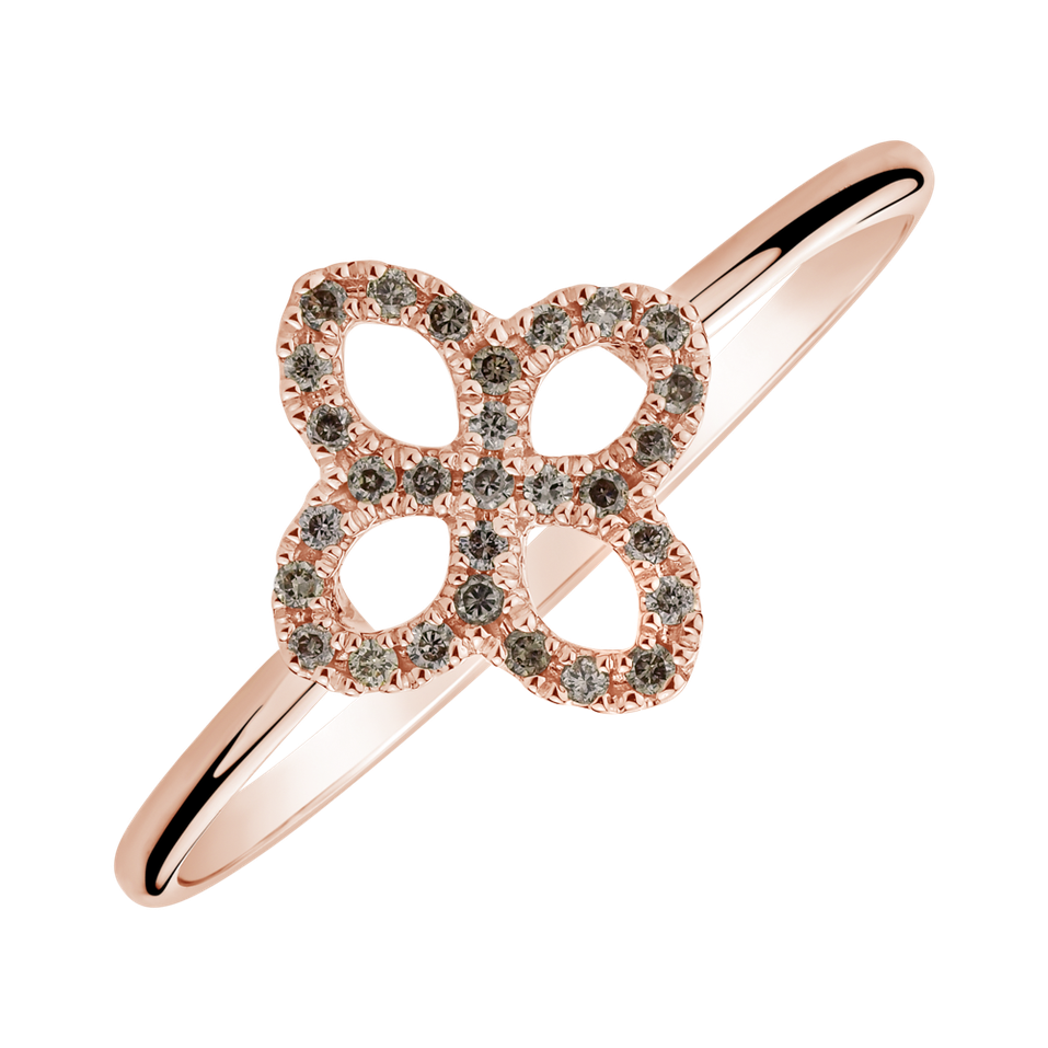 Prsten s hnědými diamanty Glamorous Petals