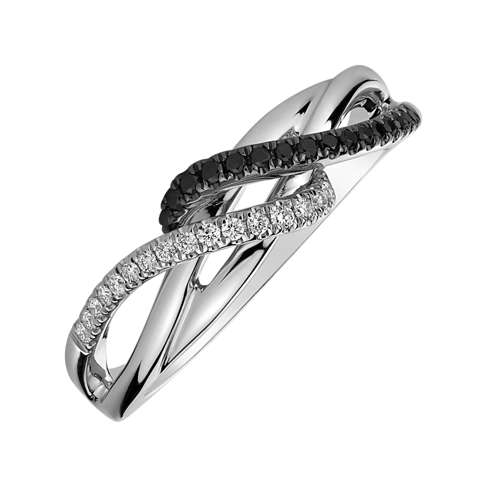 Prsten s černými a bílými diamanty Vivid Elegance
