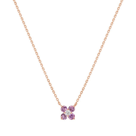 Náhrdelník s diamantem a růžovými safíry Sapphire Glamour