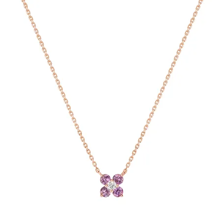 Náhrdelník s diamantem a růžovými safíry Sapphire Glamour