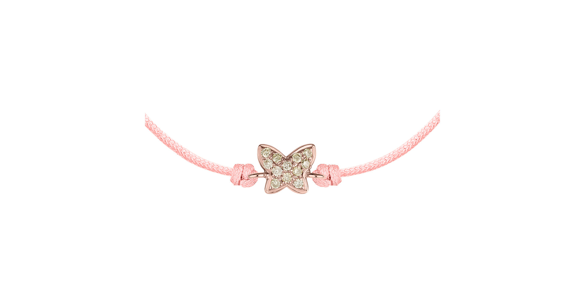 Náramek se šňůrkou a hnědými diamanty Magic Butterfly