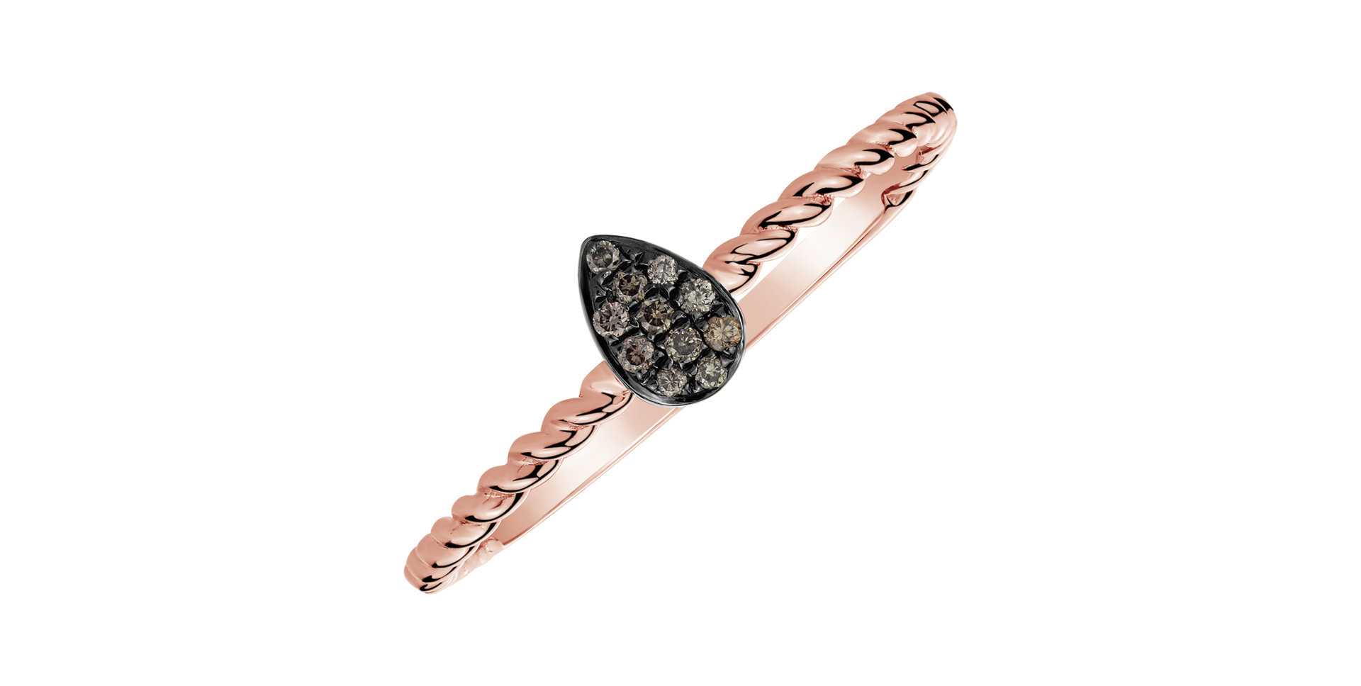 Prsten s hnědými diamanty Endless Drop