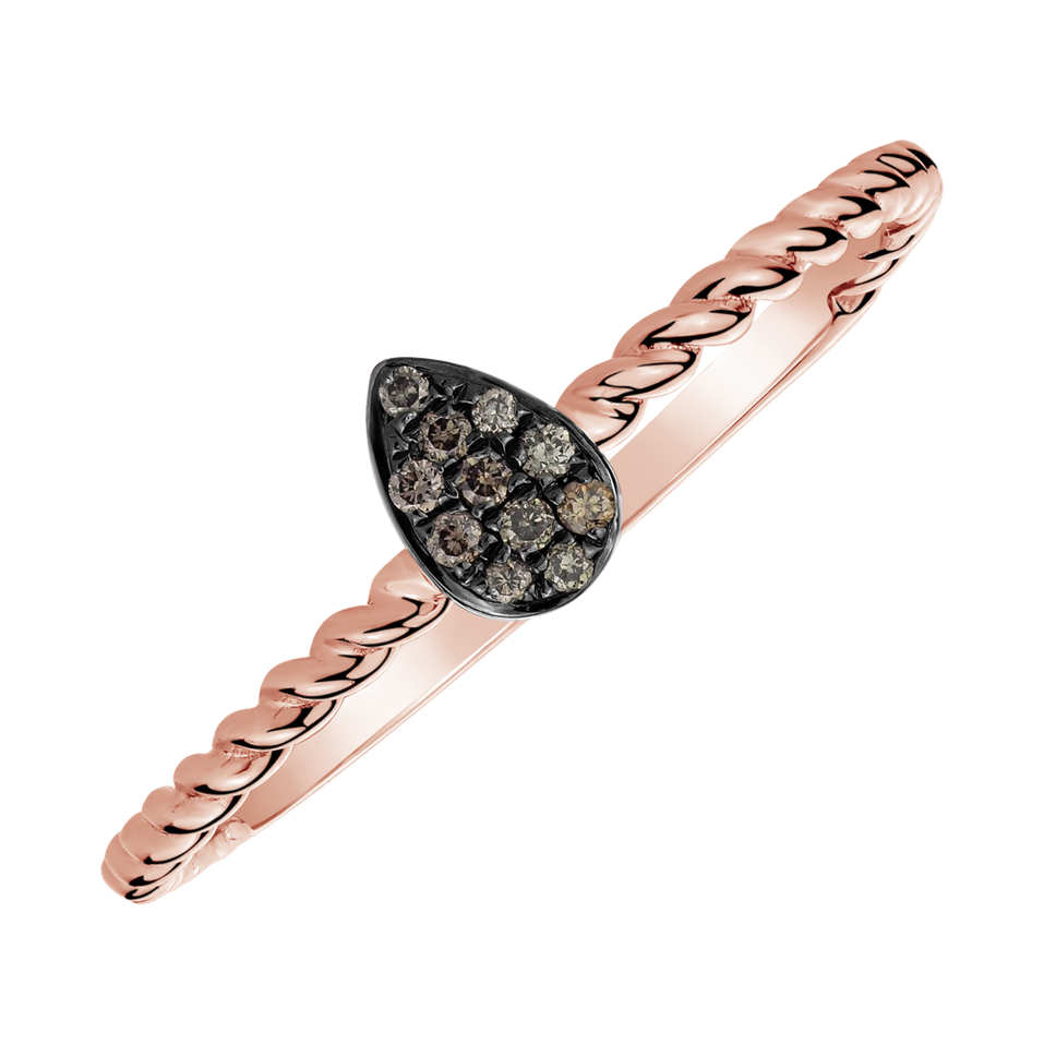 Prsten s hnědými diamanty Endless Drop