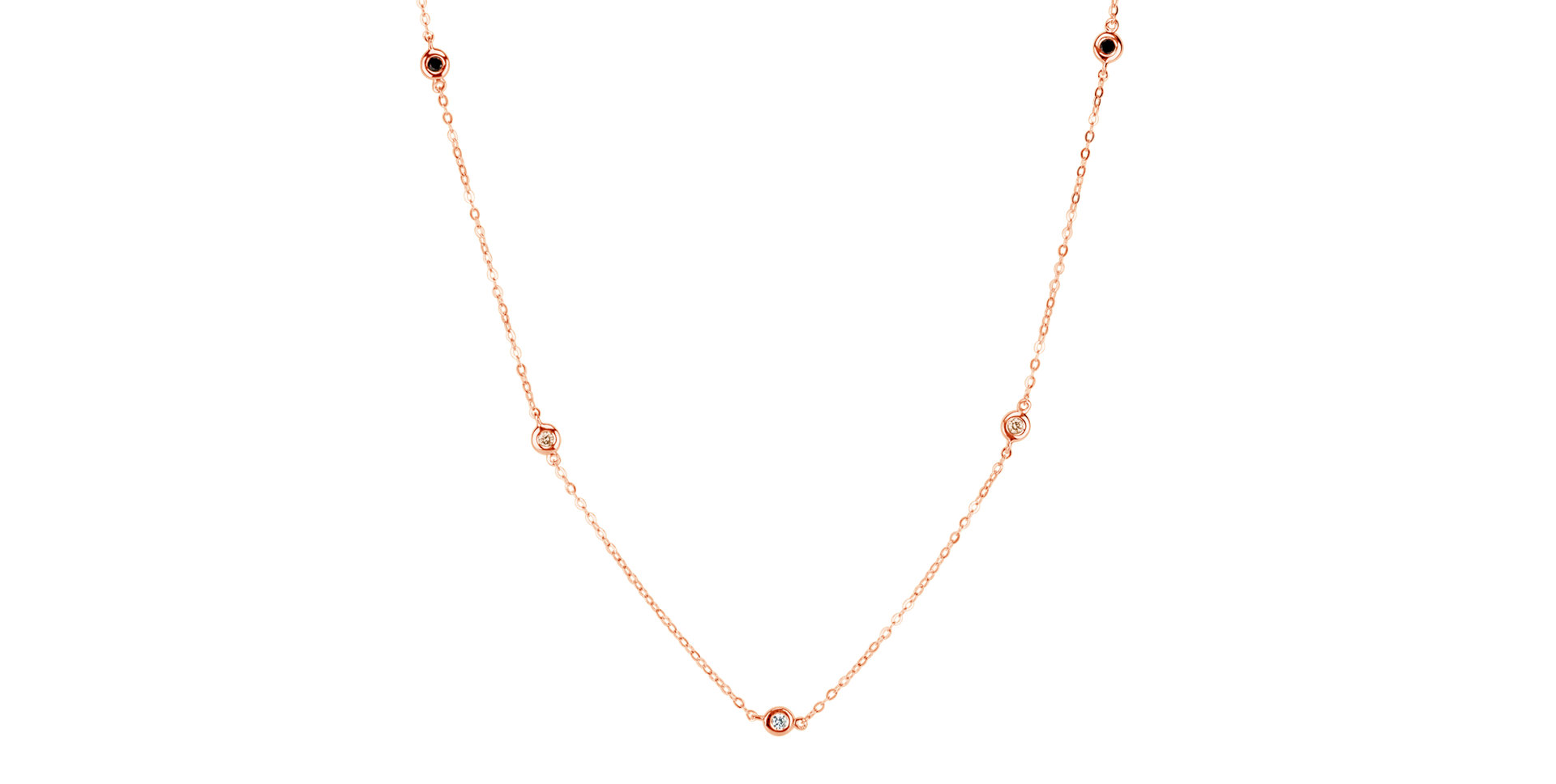 Náhrdelník s černými, hnědými a bílými diamanty Dots