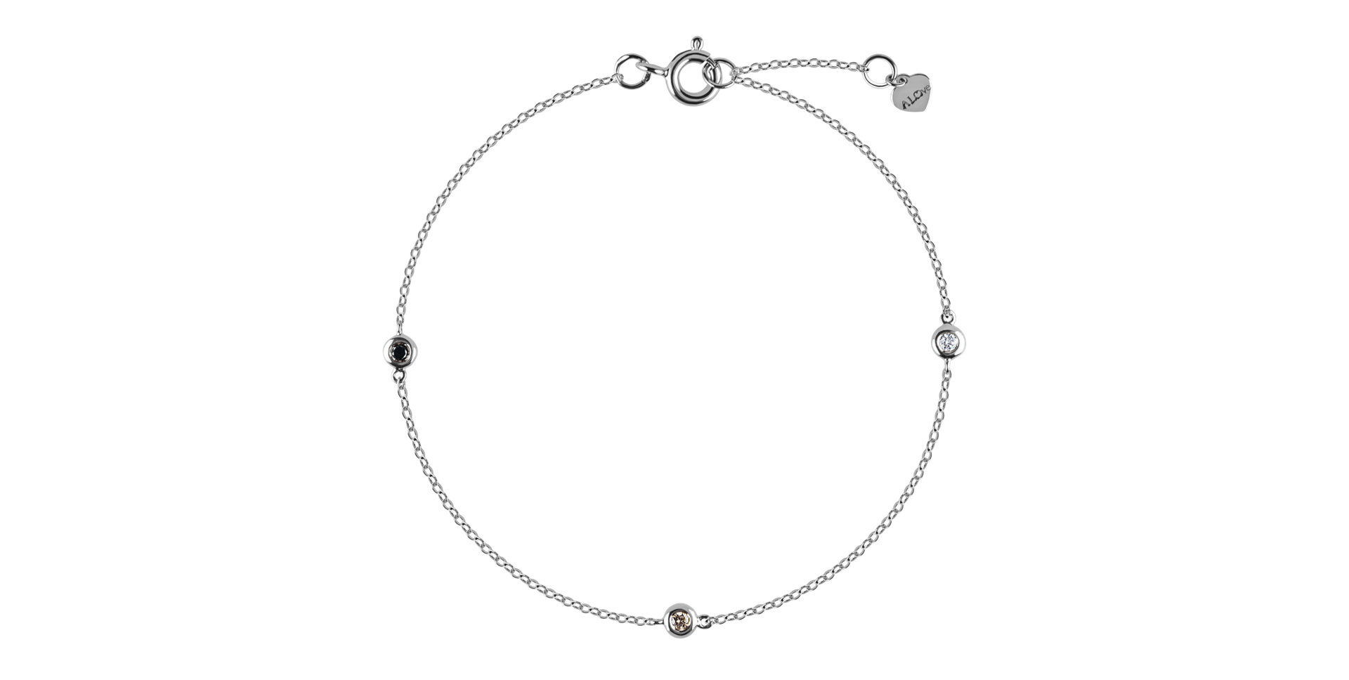 Náramek s černými a hnědými diamanty Dots