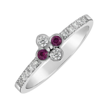 Prsten s diamanty a rubíny Cloverina