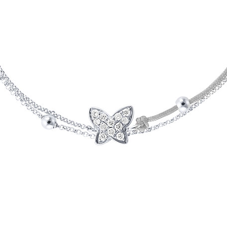 Diamantový náramek se šňůrkou Luxury Butterfly
