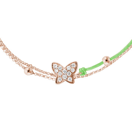Diamantový náramek se šňůrkou Luxury Butterfly