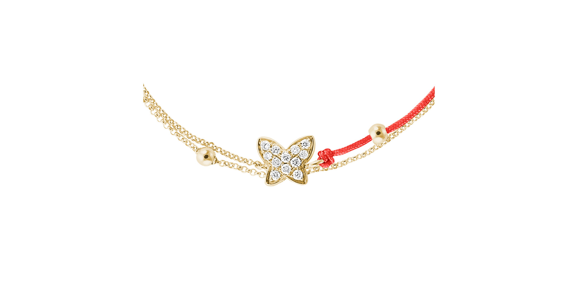 Diamantový náramek se šňůrkou Luxury Butterfly