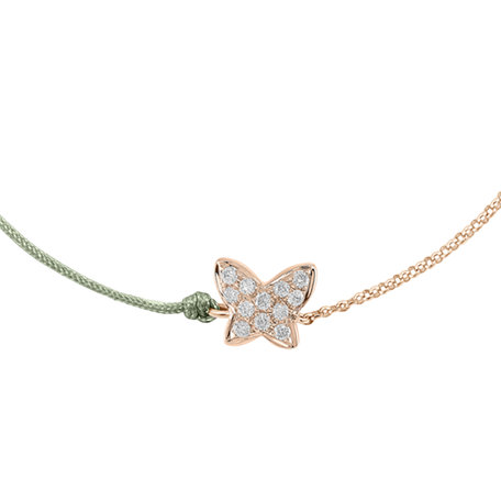 Diamantový náramek se šňůrkou Diamond Butterfly