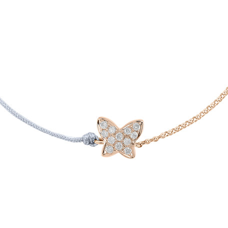 Diamantový náramek se šňůrkou Diamond Butterfly