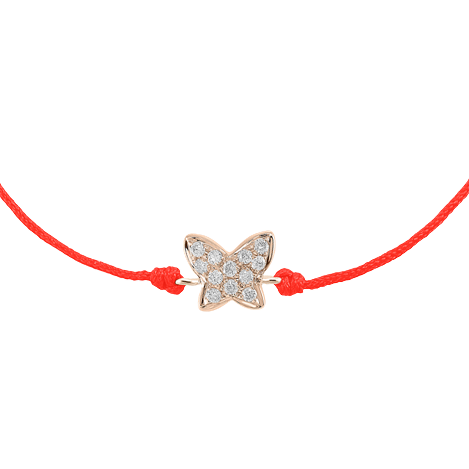Diamantový náramek se šňůrkou Lovely Butterfly