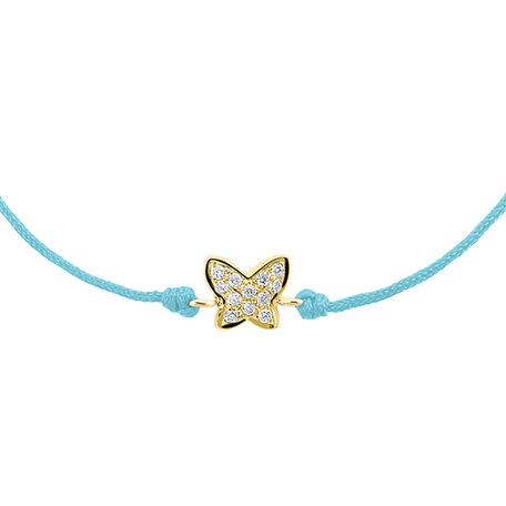 Diamantový náramek se šňůrkou Lovely Butterfly