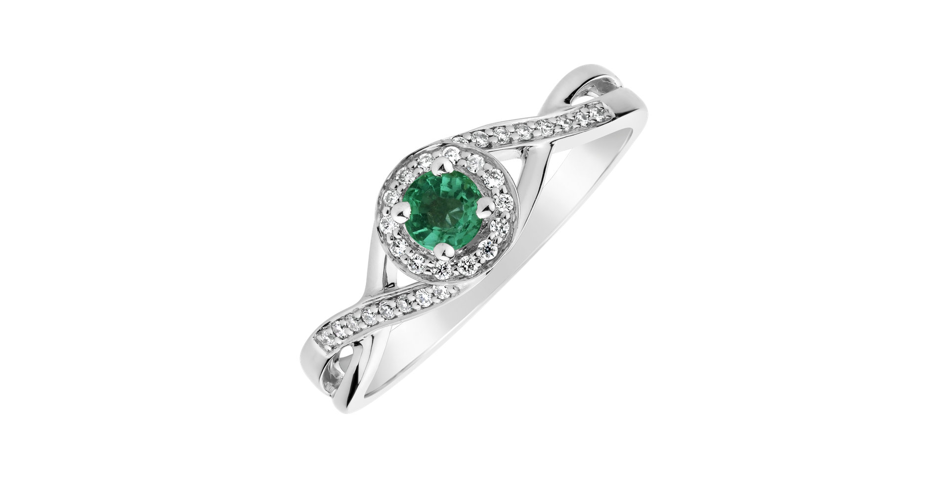 Prsten s diamanty a smaragdem Curvy Wish