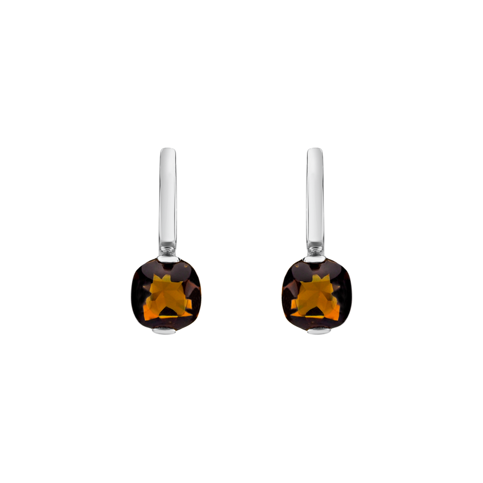 Náušnice s cognac quartzem Bonbon