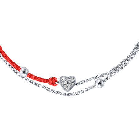 Diamantový náramek se šňůrkou Diamond Heart