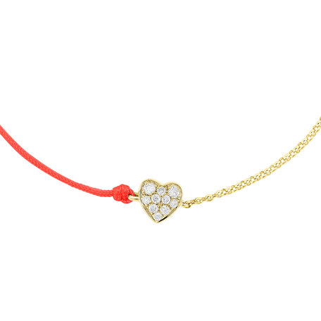 Diamantový náramek se šňůrkou Little Heart