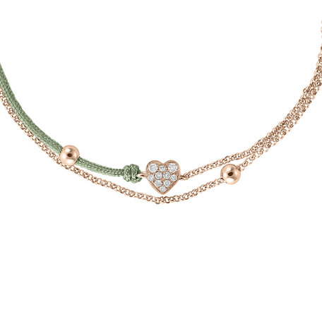 Diamantový náramek se šňůrkou Diamond Heart