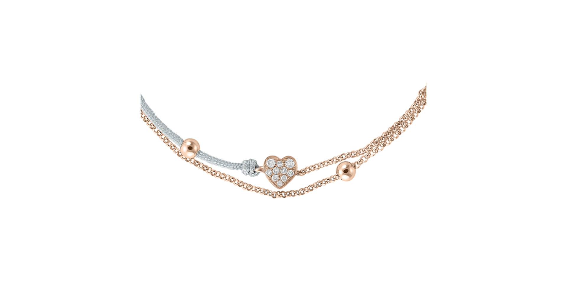 Diamantový náramek se šňůrkou Diamond Heart