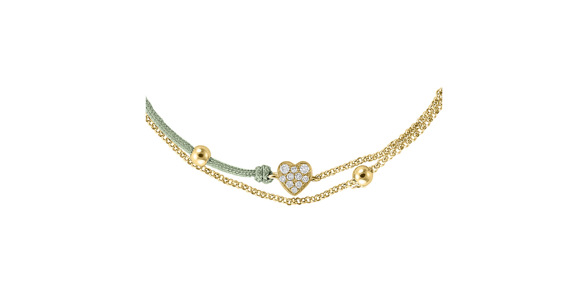 Diamantový náramek se šňůrkou Diamond Heart