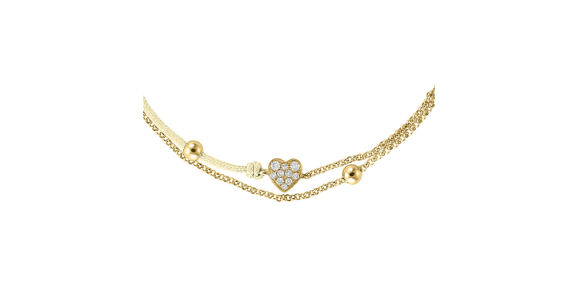 Diamantový náramek se šňůrkou Diamond Heart