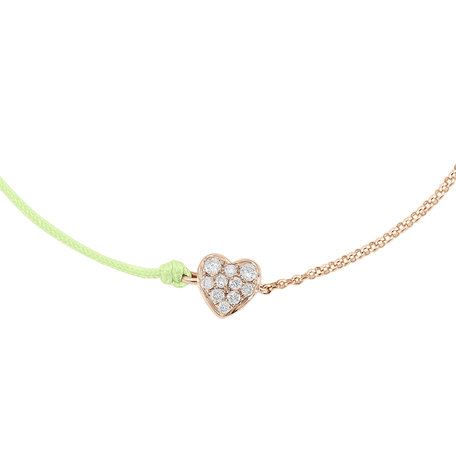 Diamantový náramek se šňůrkou Little Heart