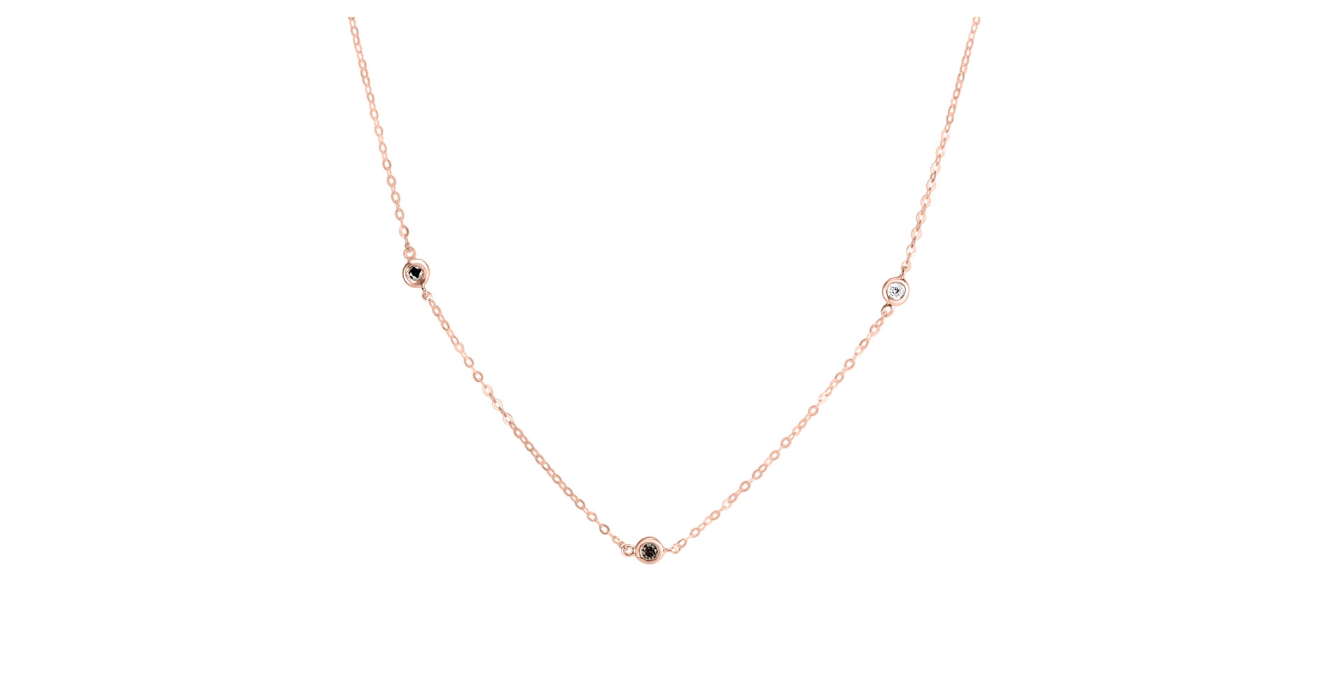 Náhrdelník s černými, hnědými a bílými diamanty Dots