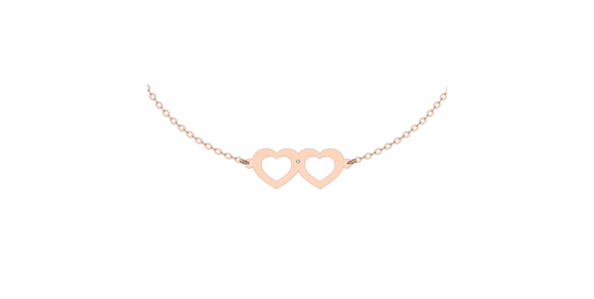 Náramek s diamantem Two Hearts