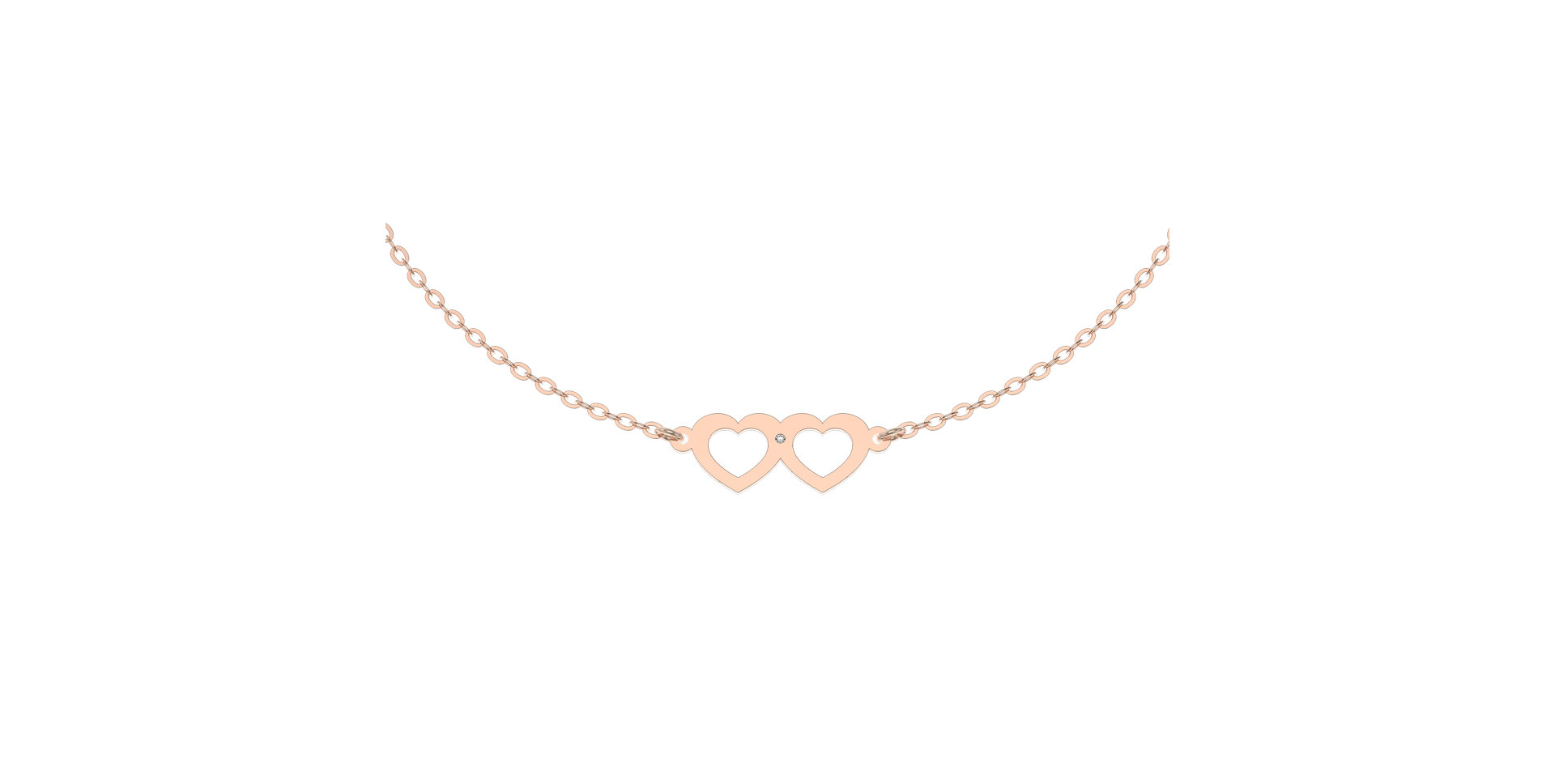 Náramek s diamantem Two Hearts