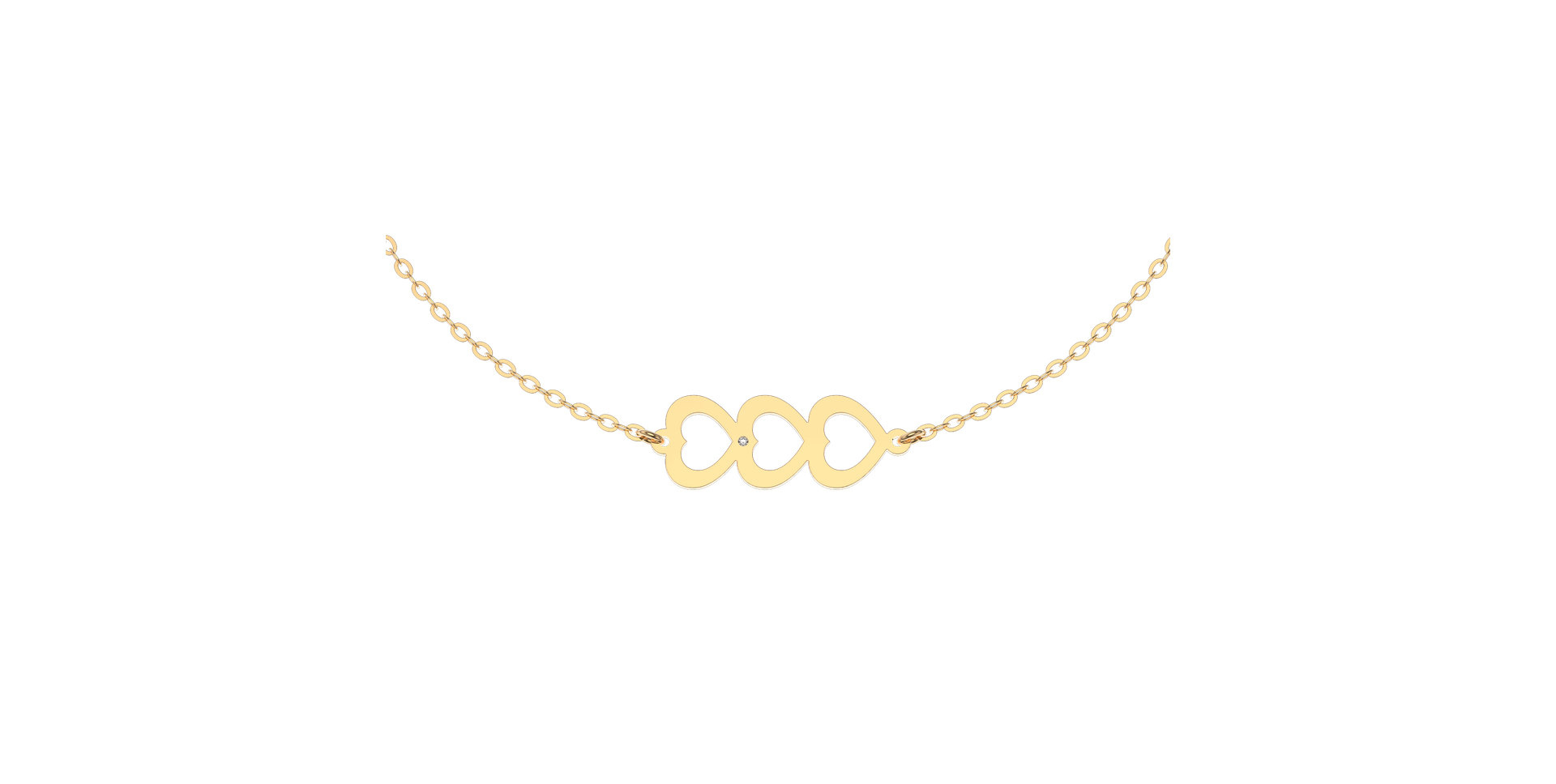 Náramek s diamantem Three Hearts