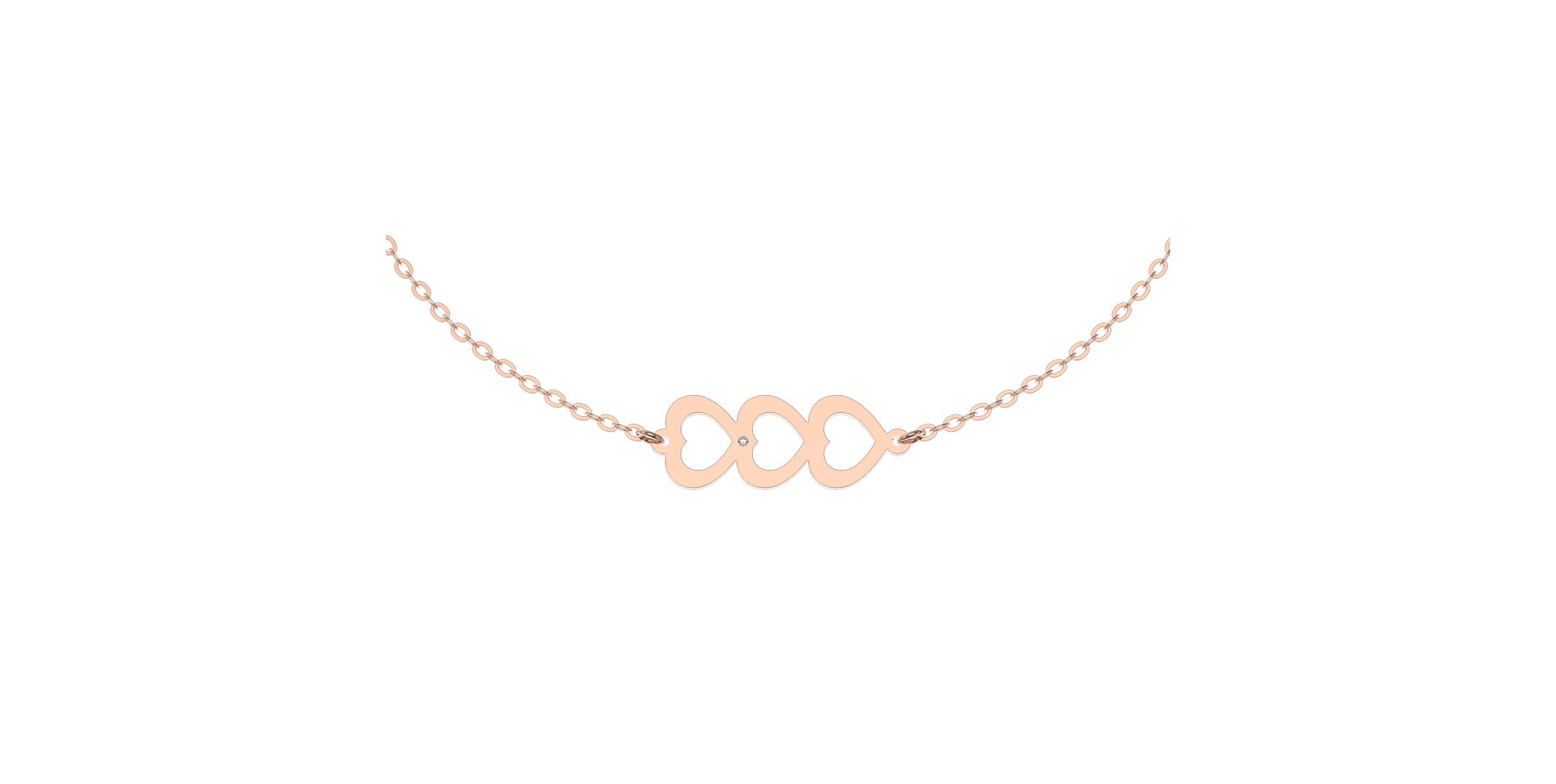 Náramek s diamantem Three Hearts