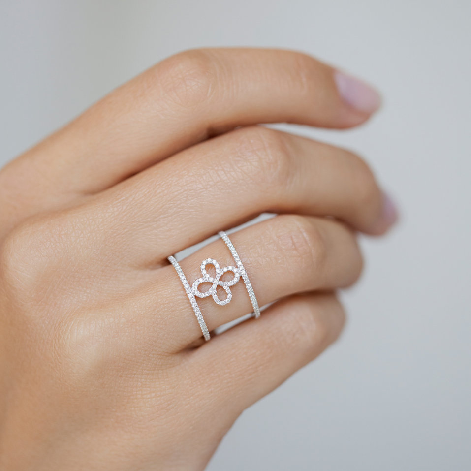 Prsten s hnědými diamanty Gorgeous Flower