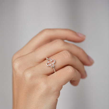 Prsten s hnědými diamanty Shiny Petals