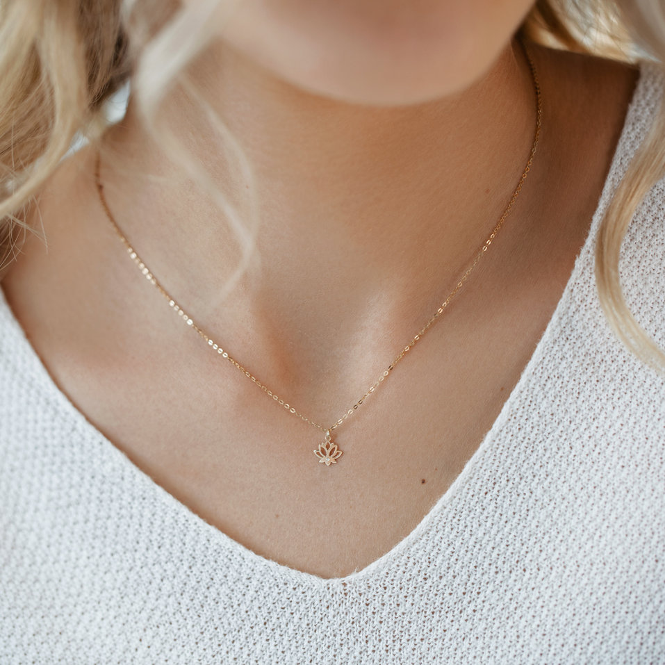 Náhrdelník s diamantem Little Lotus