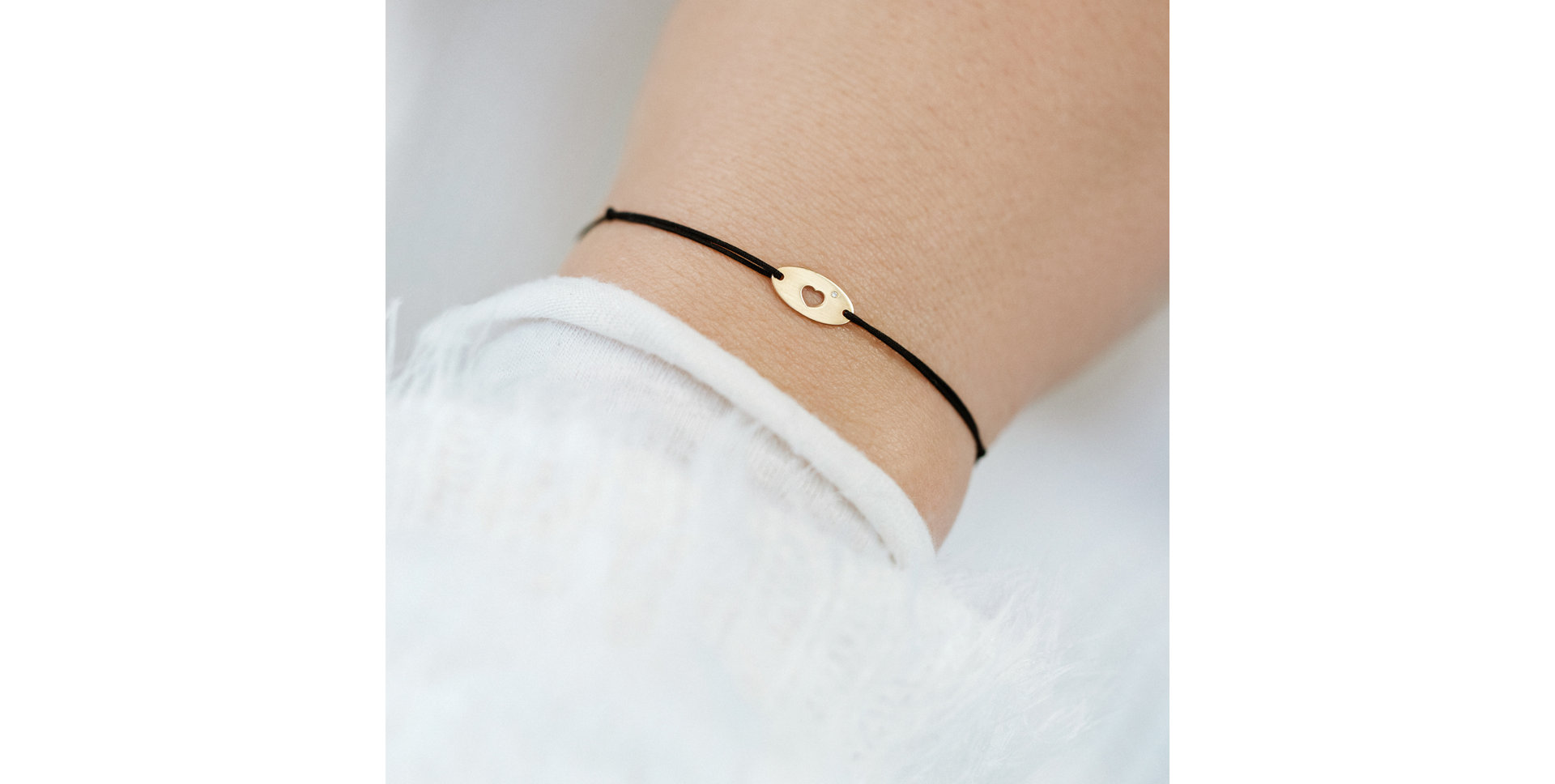 Diamantový náramek se šňůrkou Gold Heart