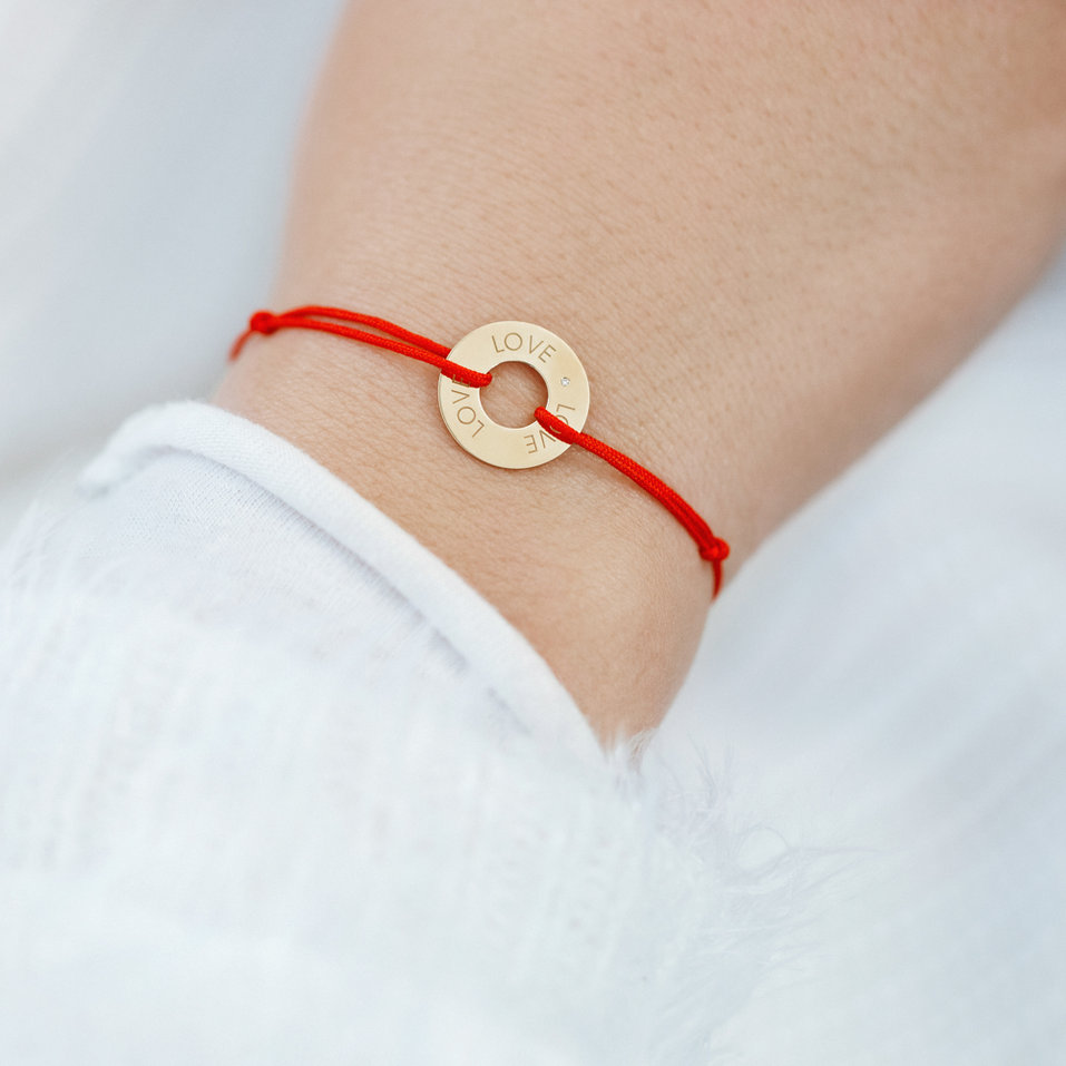 Diamantový náramek se šňůrkou Love Circle