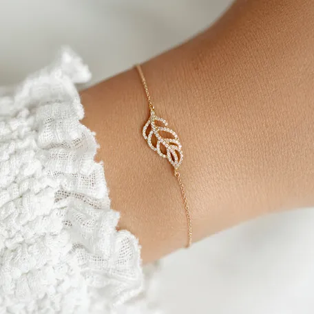 Náramek s diamanty Diamond Leaf
