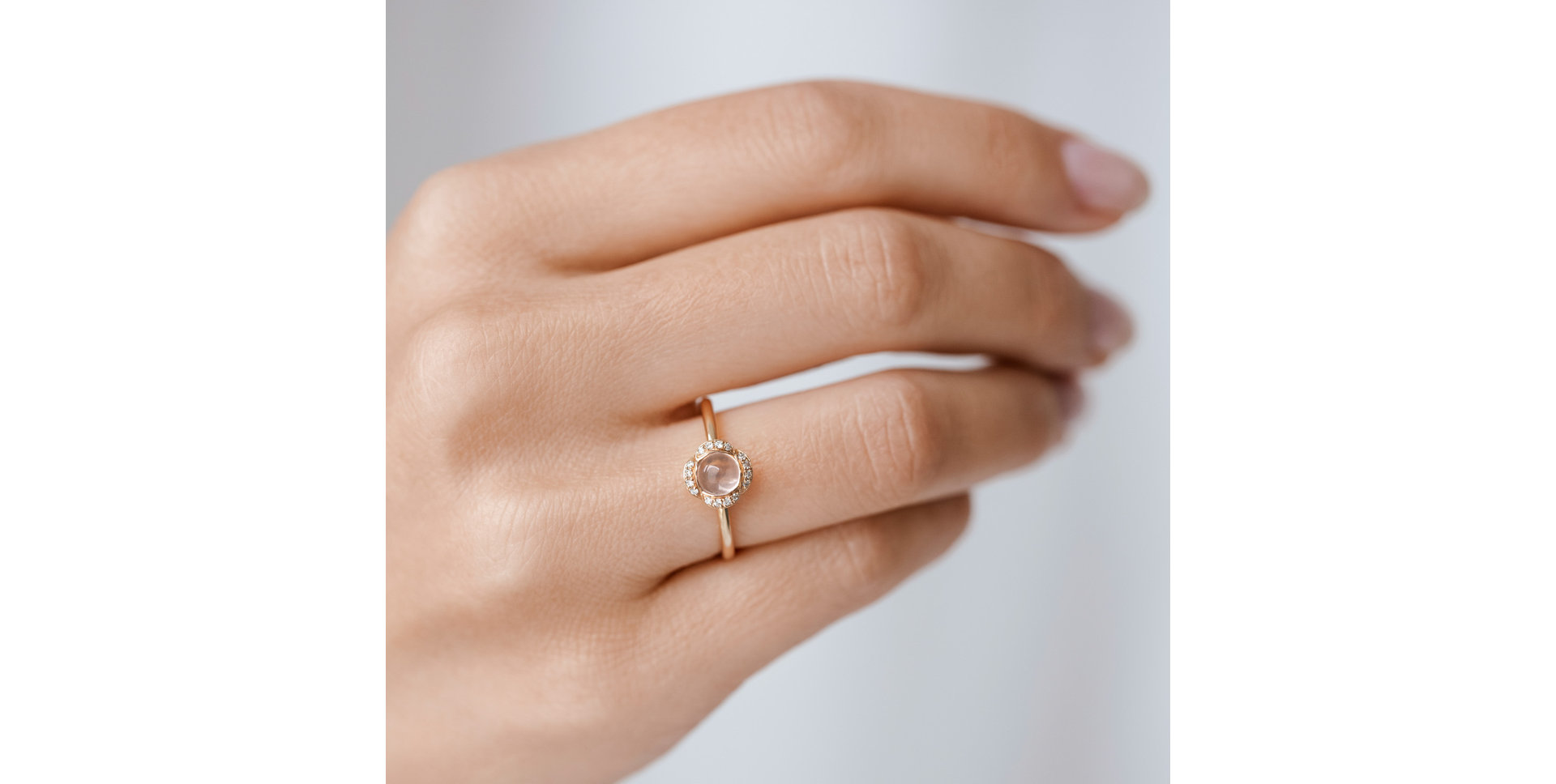 Prsten s růženínem a diamanty Floral Candy