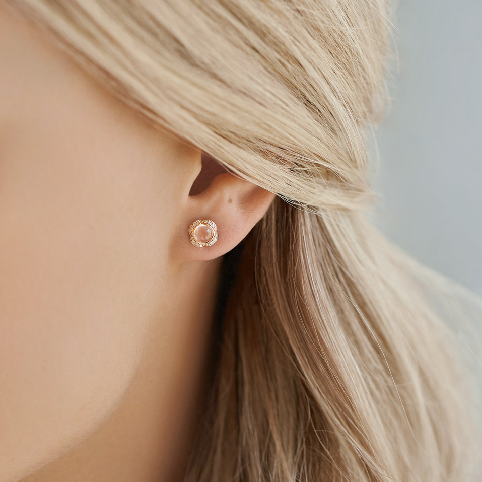 Náušnice s diamanty a růženínem Pink Candy